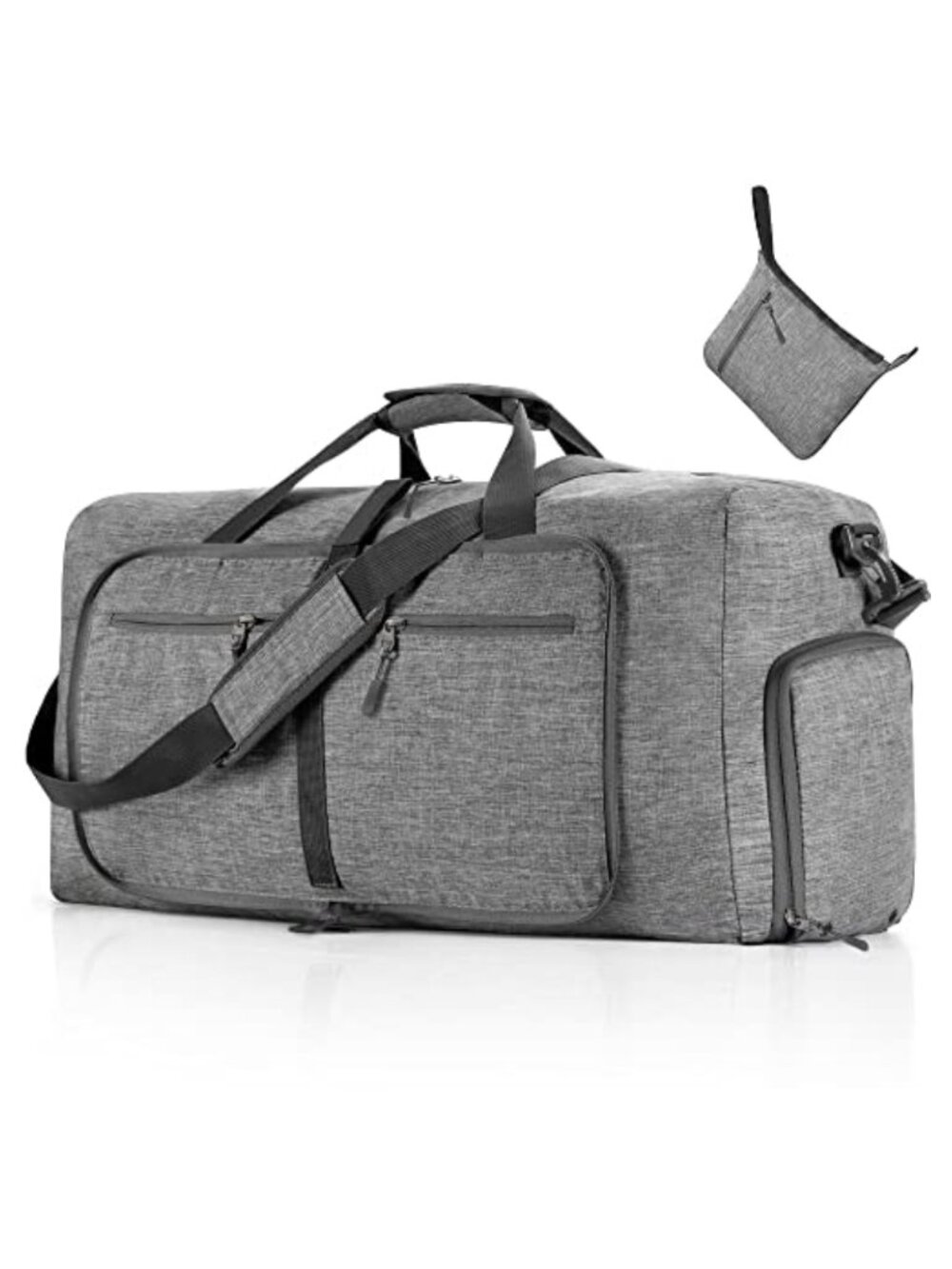 65L Foldable Travel Duffle Bag Water-Resistant Weekender with Shoe Compartment
